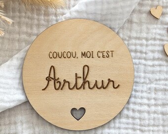 Carte bienvenue bébé - Pancarte bois naissance bébé - Carte annonce prénom bébé personnalisée