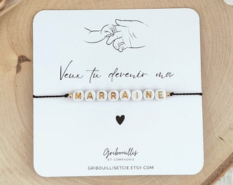 Godmother bracelet, do you want to become my godmother, godmother letter bracelet, godmother request, godmother surprise godmother gift