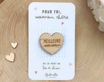 Pins en bois personnalisé - Bonne fête maman - Pins Fête des mères - Cadeau pour maman - Fête des mamans - Idée cadeau maman