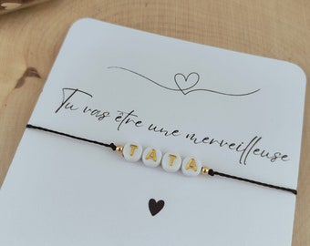 Tata bracelet - you're going to be a wonderful tata - tata letter bracelet, tata pregnancy announcement, future tata gift, tata gift