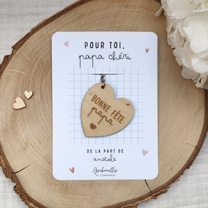 Porte clés en bois personnalisé - Bonne fête papa - Porte clés Fête des pères - Cadeau pour papa - Fête des papas - Idée cadeau papa