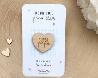 Pins en bois personnalisé - Bonne fête papa - Pins Fête des pères - Cadeau pour papa - Fête des papas - Idée cadeau papa