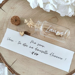 Fiole message secret personnalisé - Fiole demande témoin, demoiselle d'honneur, annonce marraine, parrain, mariage, annonce grossesse