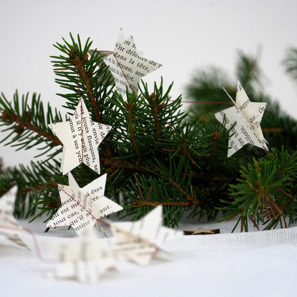 Guirlande en papier, Guirlande de Noël, Décoration de Noël, Guirlande d'étoiles en papier, cadeau de Noël, décoration sapin, guirlande sapin
