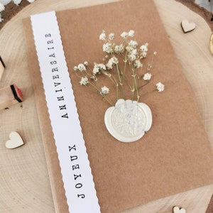 Personalized Flower Card - Dried Flowers, Wax Bucket and Stamped Letters - Birthday, Valentine's Day, Love - Handmade image 2