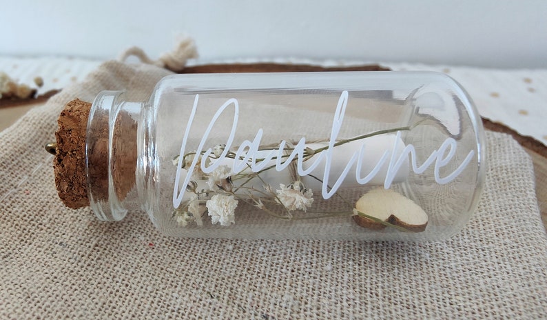 Personalized secret message bottle and flowers Request for witness, bridesmaid, godmother, godfather, wedding, pregnancy announcement, gift image 5