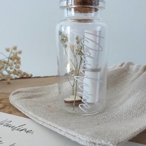 Personalized secret message bottle and flowers Request for witness, bridesmaid, godmother, godfather, wedding, pregnancy announcement, gift image 2