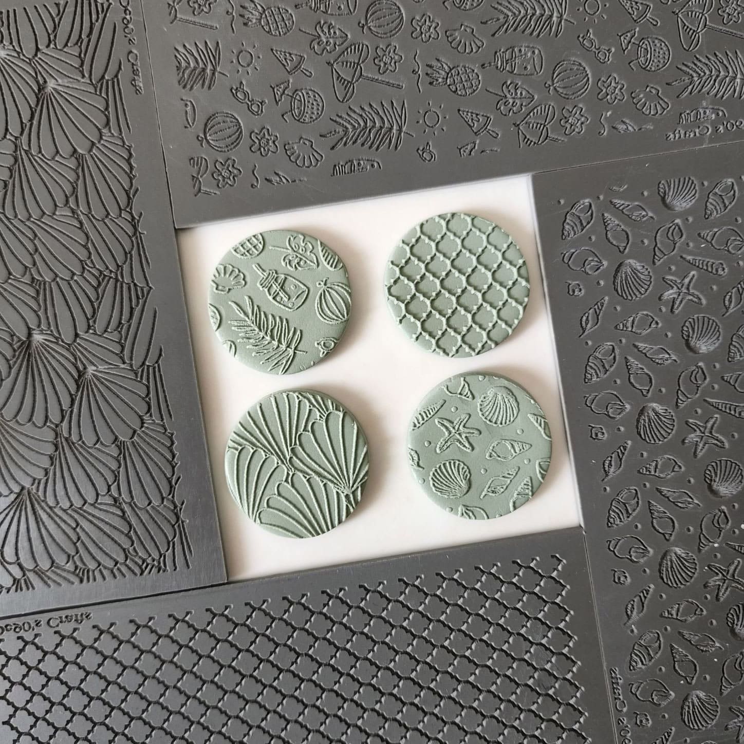KEOKER Polymer Clay Texture Sheets Set, Clay Earring Molds for