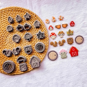 Feentür | Kürbis Latte | Pilz | Herbstlaub | Charmante Ausstechformen aus Polymer Clay für Halloween, Herbst- und Winterkreationen