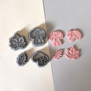 Herbst Serie Fimo Cutter Set | Herbstblatt & Pilz Ausstecher | Eichenblatt, Ahornblatt, Pilz Ton-Werkzeuge