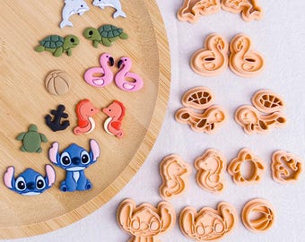 Ocean Theme Clay Cutter Set | Sea Animal and Beach Designs | Polymer Clay Earring and Fondant Cutter | Cute Summer DIY Tool