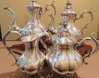 Vintage Reed & Barton Silver Plated Coffee Tea Set, Winthrop 1795
