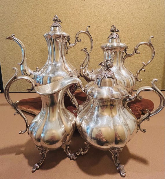 Vintage Reed & Barton Silver Plated Coffee Tea Set, Winthrop 1795