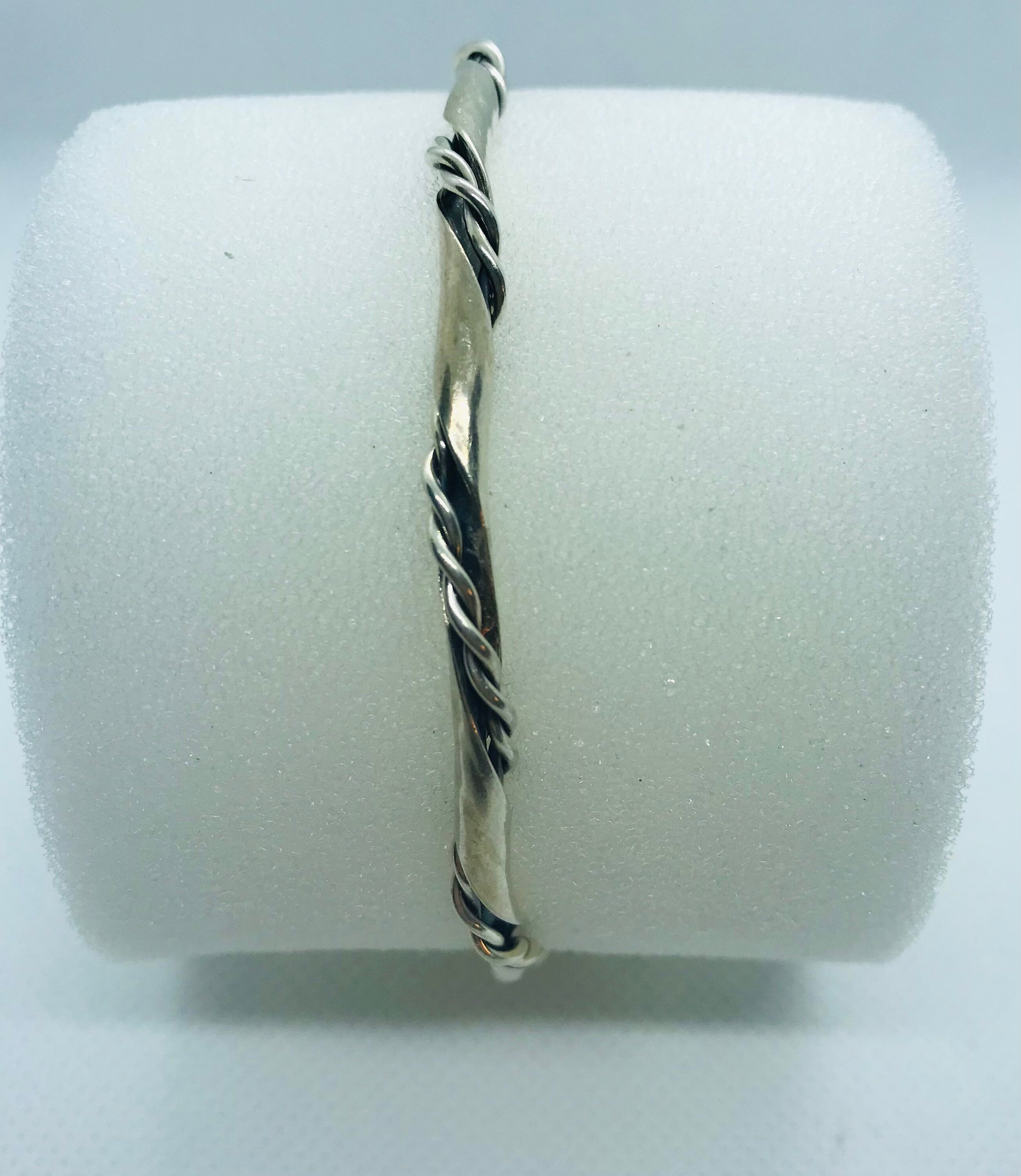 Sterling Silver (tested) Antique Twisted 70mm Bangle