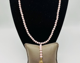 Lustrous Vintage 5.0mm Pink Freshwater Pearl Necklace & Bracelet Set - Gold Plated Clasp
