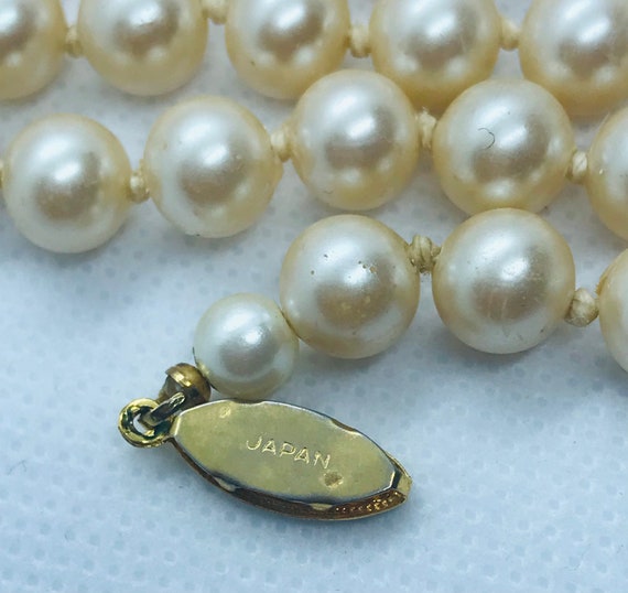 Faux Plastic Pearl Off White 47” Long Vintage Nec… - image 3