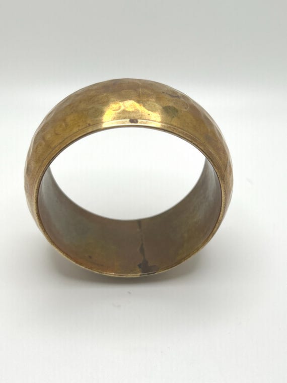 Vintage Solid Brass Hammered Bangle Bracelet, 196… - image 3