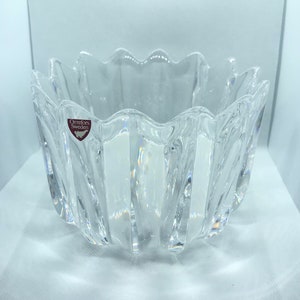 Orrefors Crystal Fleur Bowl Signed By Jan Johansson, 1980’s Circa, Sweden