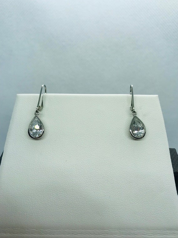 Sterling Silver Vintage Pear Shape Cubic Zirconia… - image 2