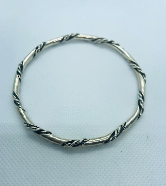 Sterling Silver (tested) Antique Twisted 70mm Bang