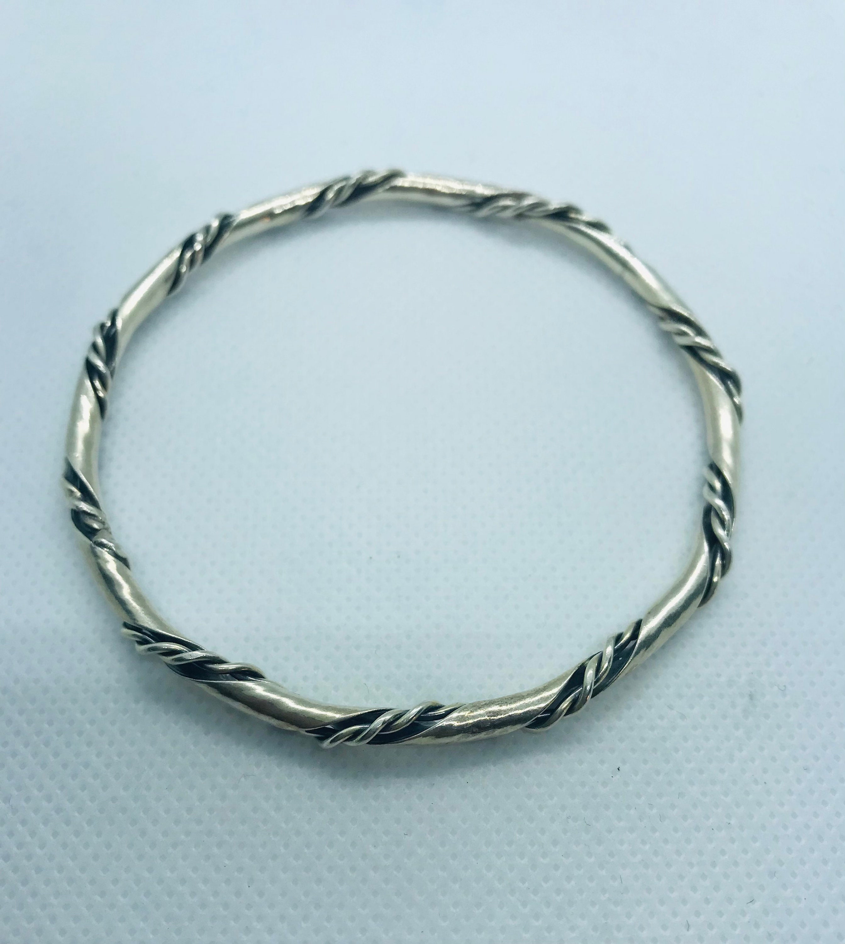 Sterling Silver (tested) Antique Twisted 70mm Bangle