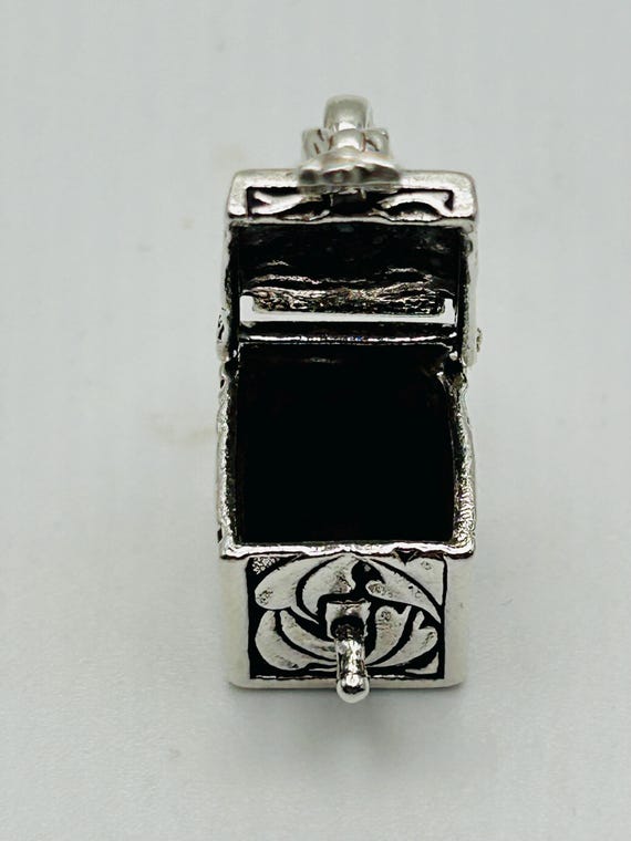 Sterling Silver Scroll Design Square Box Charm Or… - image 6