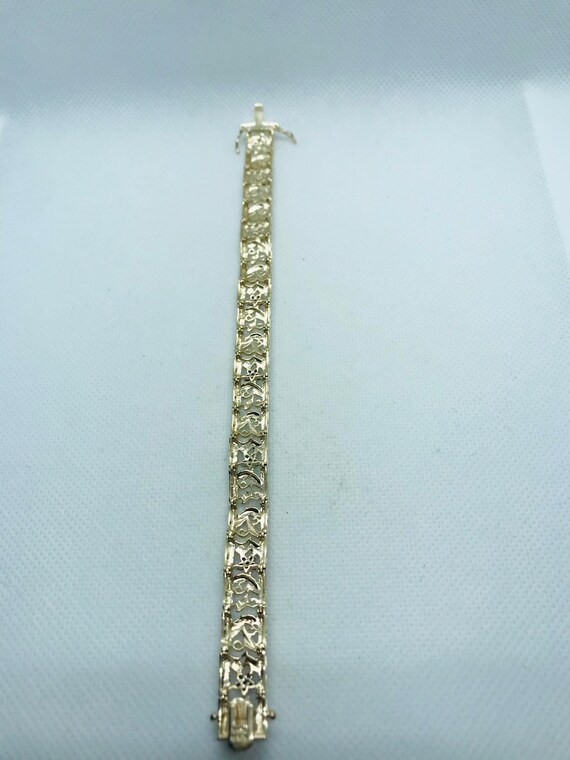 Silver Gold Plated Floral Bracelet, Ruby, Emerald… - image 6