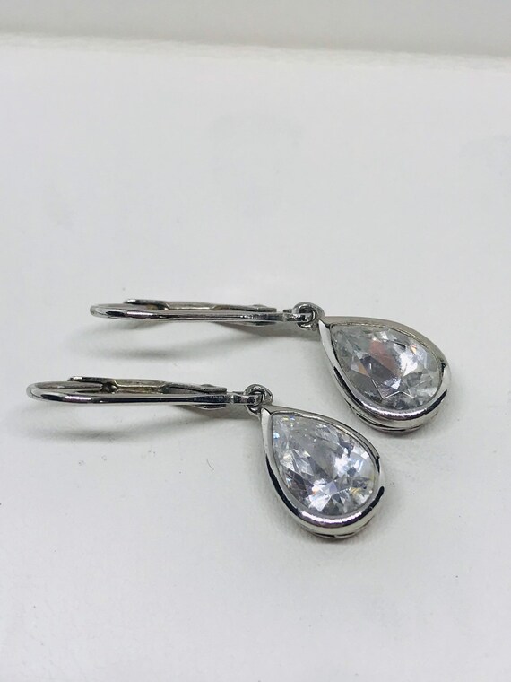 Sterling Silver Vintage Pear Shape Cubic Zirconia… - image 1