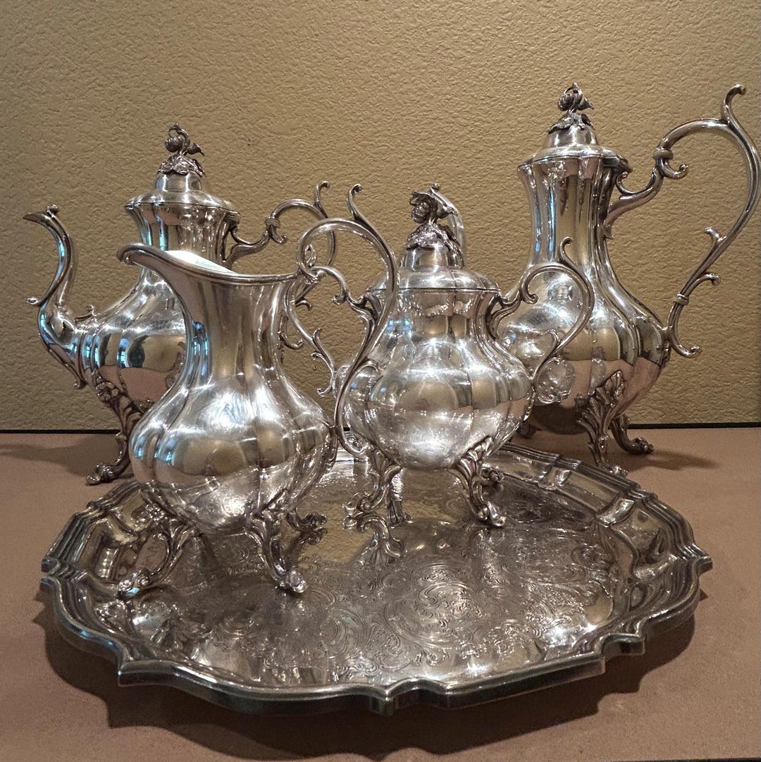 Vintage Reed & Barton Silver Plated Coffee Tea Set, Winthrop 1795