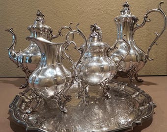 Vintage Reed & Barton Silver Plated Coffee Tea Set, Winthrop 1795