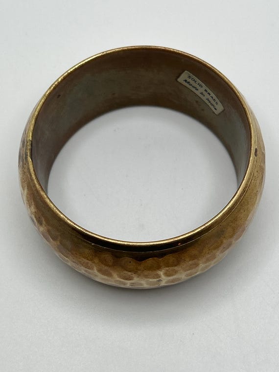 Vintage Solid Brass Hammered Bangle Bracelet, 196… - image 5