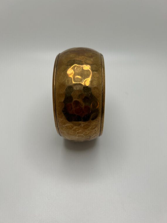 Vintage Solid Brass Hammered Bangle Bracelet, 196… - image 2