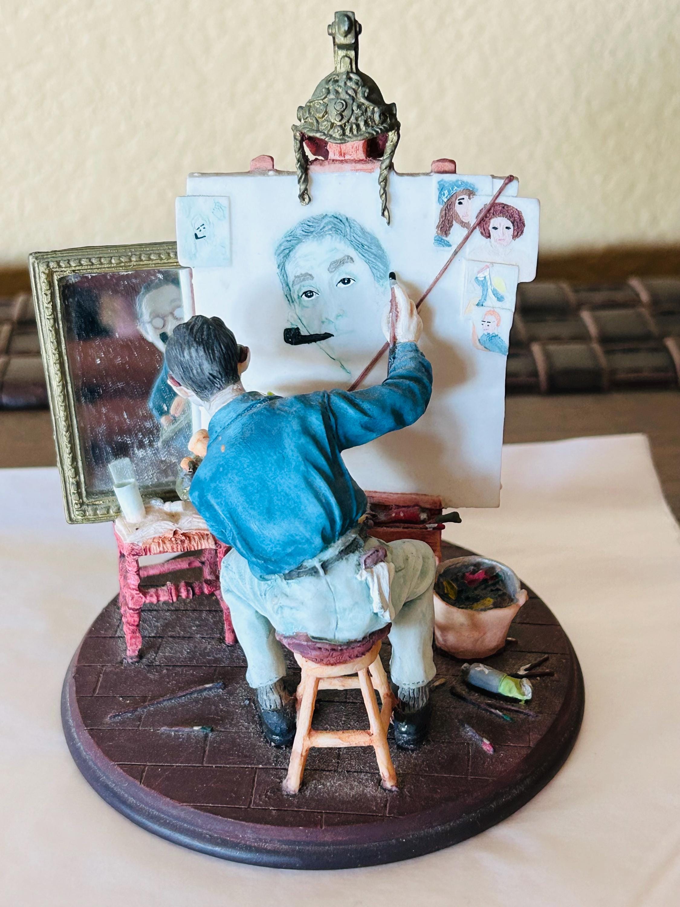 Norman RockwellフィギュアTRIPLE SELF PORTRAIT Norman Rockwell 'triple Self Portrait 1960' 5.25” Tall X 4