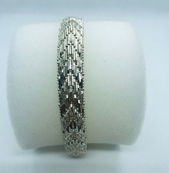 Silver Italian Chevron 7.5” Long Weave Bracelet - image 1