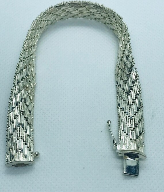 Silver Italian Chevron 7.5” Long Weave Bracelet - image 3