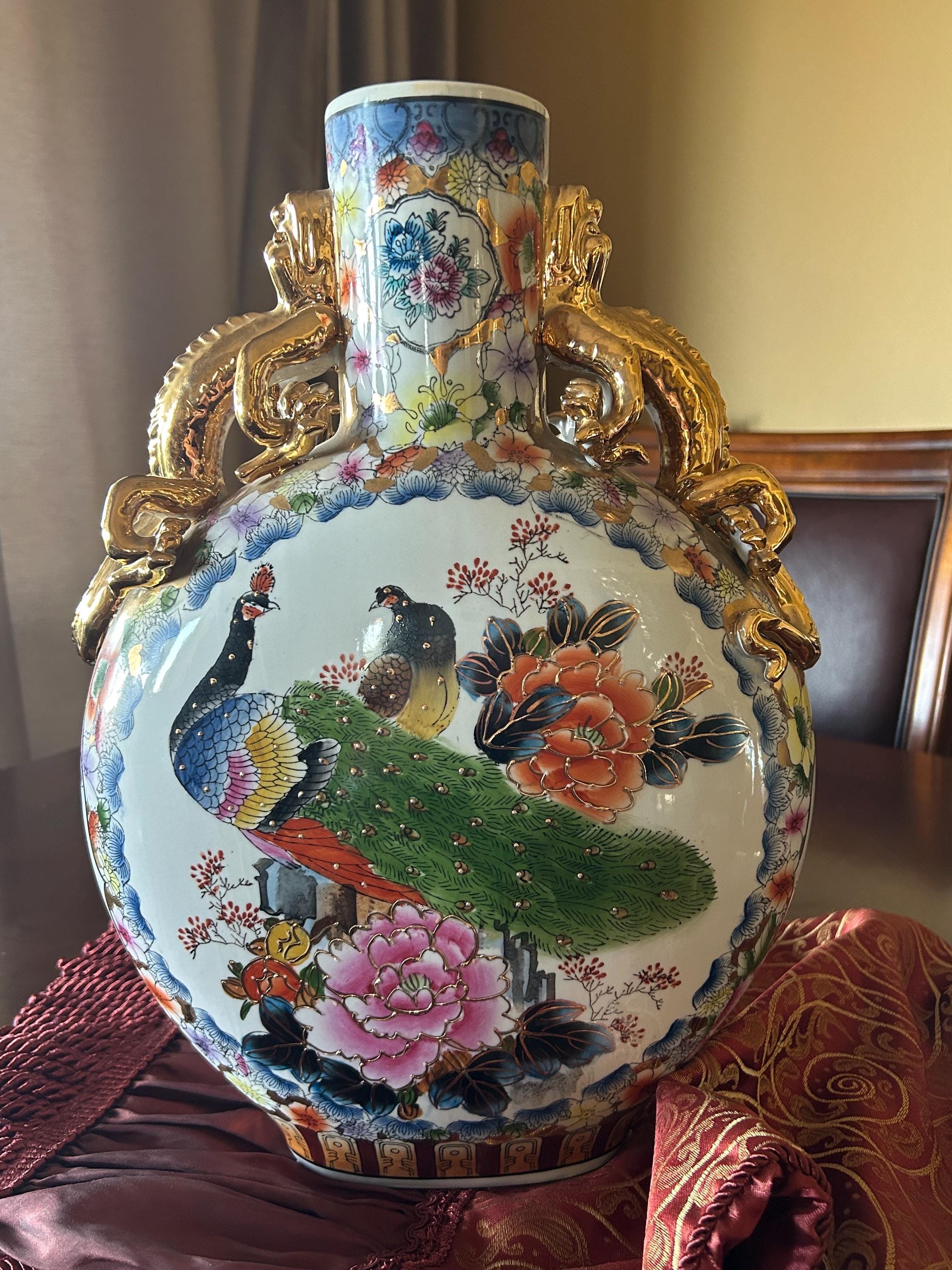 独特な店 Chinese 16” Etsy - Vase Flask Moon Porcelain Handpainted 工芸品