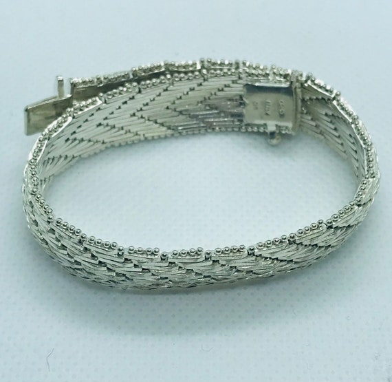 Silver Italian Chevron 7.5” Long Weave Bracelet - image 2