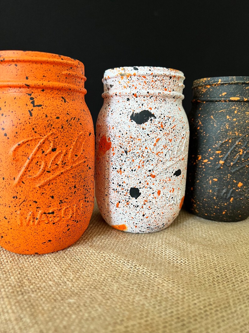 Halloween Centerpiece Mason Jars/Pumpkin/Home decor/Fall decor/Fall/Halloween/Halloween decor/October/Spooky/Orange/Black/Mason Jars image 2