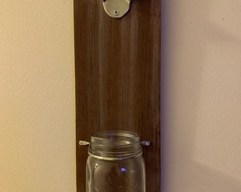 Mason Jar Bottle Opener/Drinks/Bottles/Kitchen Decor/Kitchen/Beer/Man Cave/She Shed/Gifts/Home Decor/Rustic/Wood/Mason Jar Storage/Handmade