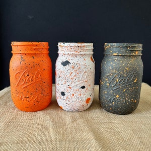 Halloween Centerpiece Mason Jars/Pumpkin/Home decor/Fall decor/Fall/Halloween/Halloween decor/October/Spooky/Orange/Black/Mason Jars image 1