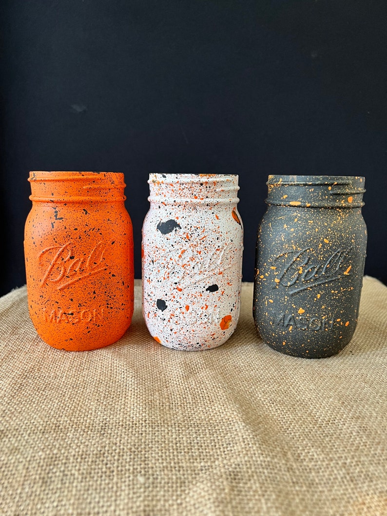 Halloween Centerpiece Mason Jars/Pumpkin/Home decor/Fall decor/Fall/Halloween/Halloween decor/October/Spooky/Orange/Black/Mason Jars image 1