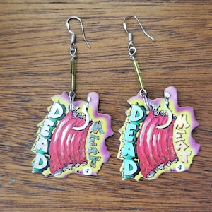 DEAD MEAT 1994 Vintage Pog Pogs Sterling Silver Earrings