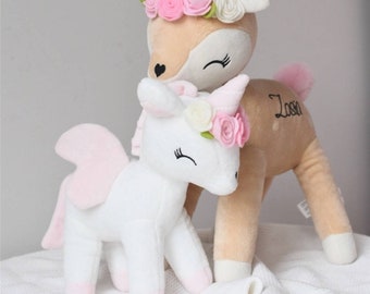 Peluche unicornio blanco personalizado, regalo cumpleaños, unicornio con nombre, regalo nacimiento, peluche unicornio, unicornio, Pascua