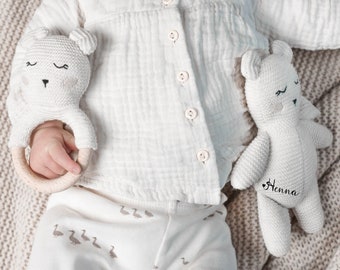 Baby Bello Eisbär Teddy personalisiert mit Namen | Ostern | Geschenk zur Geburt | Geburtstag  | Taufe I Greifling