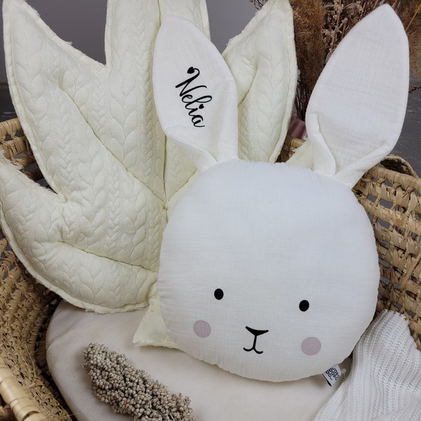 Jabadabado Kissen Hase personalisierbar, Kissen Hase, Geschenk zur Geburt, Geburtstag, Stofftier, Kuscheltier mit Namen, Taufgeschenk