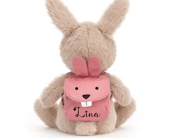 Lapin en peluche personnalisé, lapin avec nom, école, anniversaire, jardin d'enfants, lapin en peluche, rentrée scolaire, cône scolaire