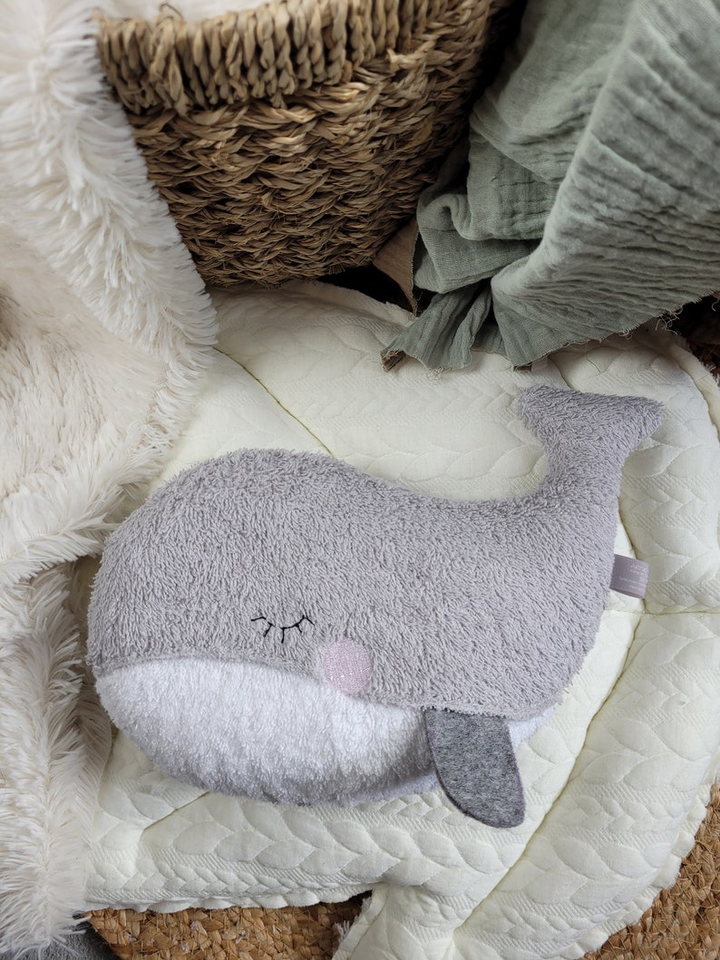 Cuddly toy whale personalized I Baby cuddly toy personalized I Baby gift birth, personalized cuddly toy, gift birth, fish image 3