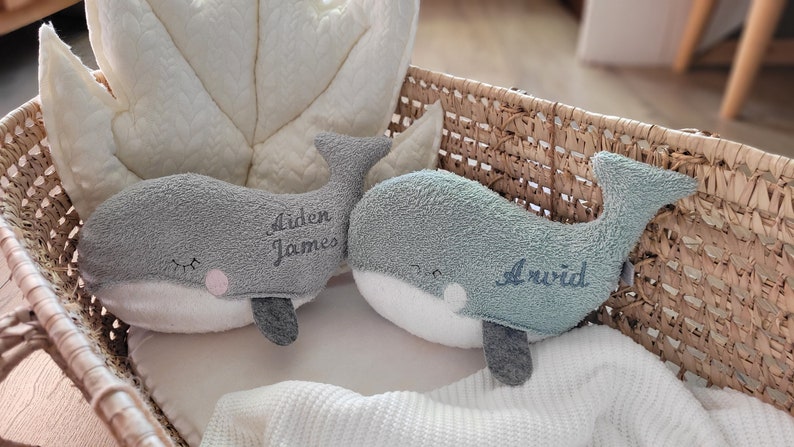 Cuddly toy whale personalized I Baby cuddly toy personalized I Baby gift birth, personalized cuddly toy, gift birth, fish image 7