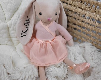 Peluche lapin ballerine personnalisée avec nom date de naissance | Pâques | Cadeau de naissance | anniversaire | animal en peluche