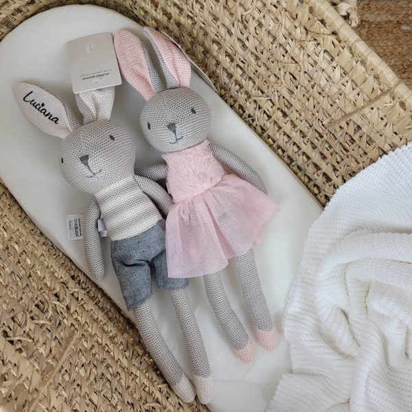 Kuscheltier Hase personalisiert, Kuscheltier personalisiert, Babygeschenk, Geburt, Kuscheltier mit Namen, Geschenk, Geburt,